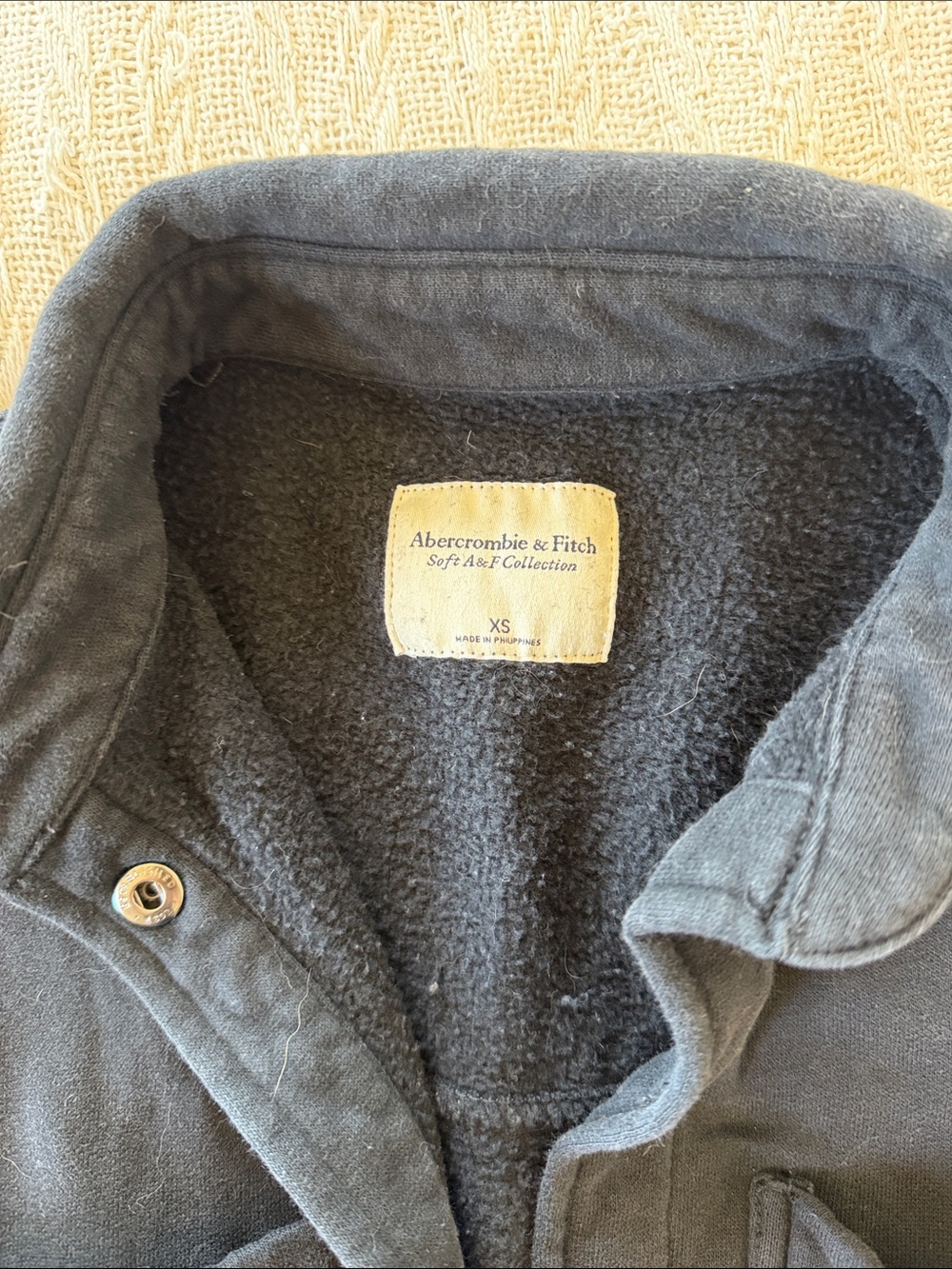 Abercrombie & Fitch Men’s Black Sherpa-Lined Jacket